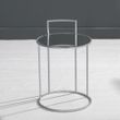 Clearance - Torrance Glass and Silver Round Side Table - Brand New Item